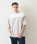 接触冷感 COOLスムース フェイクレイヤード フットボール切り替えリラックスフィットTシャツ  BLUE STANDARD