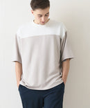 接触冷感 COOLスムース フェイクレイヤード フットボール切り替えリラックスフィットTシャツ  BLUE STANDARD