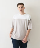 接触冷感 COOLスムース フェイクレイヤード フットボール切り替えリラックスフィットTシャツ  BLUE STANDARD