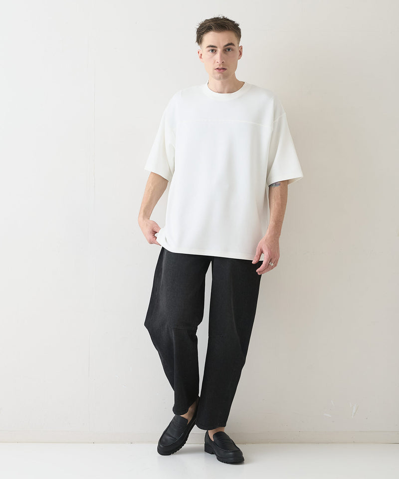 接触冷感 COOLスムース フェイクレイヤード フットボール切り替えリラックスフィットTシャツ  BLUE STANDARD