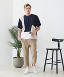 【BLUE STANDARD/ブルースタンダード】ドライリップル 切り替えデザインTシャツ 吸水速乾 ストレッチ イージーケア さらさら快適 カットソー