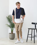 【BLUE STANDARD/ブルースタンダード】ドライリップル 切り替えデザインTシャツ 吸水速乾 ストレッチ イージーケア さらさら快適 カットソー
