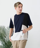 【BLUE STANDARD/ブルースタンダード】ドライリップル 切り替えデザインTシャツ 吸水速乾 ストレッチ イージーケア さらさら快適 カットソー