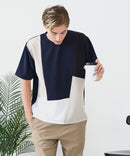 【BLUE STANDARD/ブルースタンダード】ドライリップル 切り替えデザインTシャツ 吸水速乾 ストレッチ イージーケア さらさら快適 カットソー