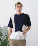 【BLUE STANDARD/ブルースタンダード】ドライリップル 切り替えデザインTシャツ 吸水速乾 ストレッチ イージーケア さらさら快適 カットソー