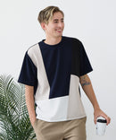 【BLUE STANDARD/ブルースタンダード】ドライリップル 切り替えデザインTシャツ 吸水速乾 ストレッチ イージーケア さらさら快適 カットソー