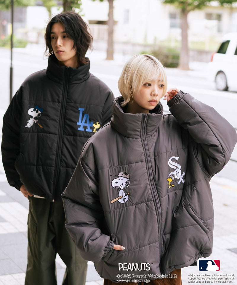 【PEANUTS×MLB】オリジナルデザイン ナイロンパファージャケット 中綿ジャケット ヤンキース ドジャース ホワイトソックス