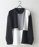 【BLUE STANDARD/ブルースタンダード】パフィースウェット 切り替え クルーネック トレーナー ストレッチ 春服