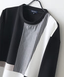 【BLUE STANDARD/ブルースタンダード】パフィースウェット 切り替え クルーネック トレーナー ストレッチ 春服