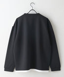 【BLUE STANDARD/ブルースタンダード】パフィースウェット 切り替え クルーネック トレーナー ストレッチ 春服