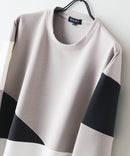 【BLUE STANDARD/ブルースタンダード】パフィースウェット 切り替え クルーネック トレーナー ストレッチ 春服