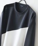 【BLUE STANDARD/ブルースタンダード】パフィースウェット 切り替え クルーネック トレーナー ストレッチ 春服