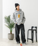 【TOM and JERRY/トムとジェリー】オリジナルデザイン 刺繍 プルオーバーパーカー フーディー ジェリー タフィー サカナ ドロップショルダー ビッグシルエット