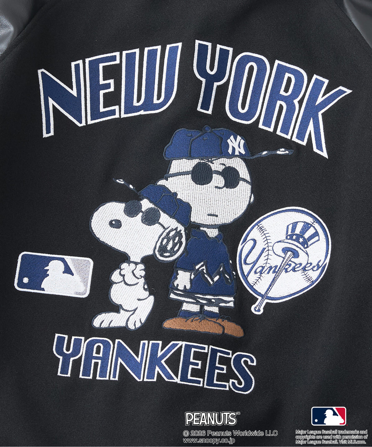 BREEZE MLB PEANUTS スヌーピー ジャケット 90 100 野球 PEANUTS×MLB】オリジナルデザイン スタジャン バーシティージャケット