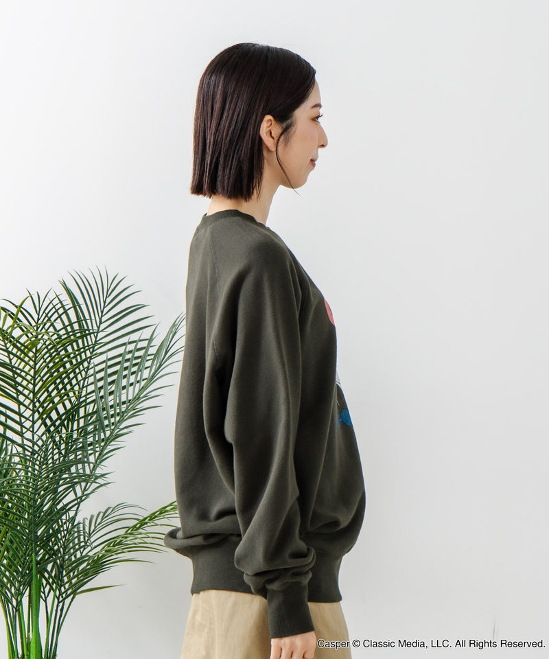【DISCUS×Casper】キャラクタープリントスウェットトレーナー メンズ レディース ユニセックス