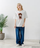 【Monchhichi/モンチッチ】【限定オリジナルデザイン】モンチッチ Tシャツ コットン100% ドロップショルダーシルエット プリント サガラ刺繍 半袖 カットソー キャラクター レトロ ユニセックス