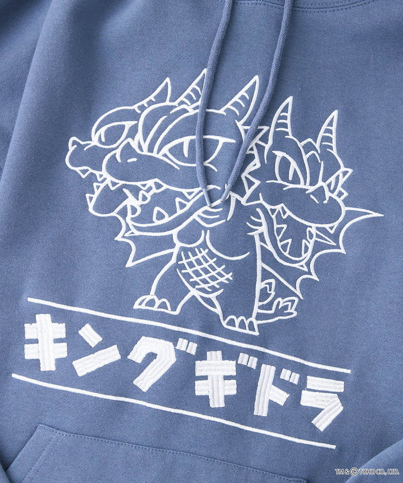 【GODZILLA/ゴジラ】ゴジラ キングギドラ オリジナルデザイン ビッグシルエット 裏起毛 プルオーバーパーカー フーディー ドロップショルダー オーバーサイズ