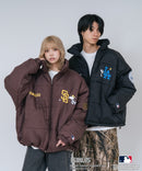 【PEANUTS/ピーナッツ】【ユニセックスデザイン リンクコーデ・カップルコーデにも◎】MLB×PEANUTS パファージャケット ブルゾン 中綿ジャケット オーバーサイズ スタンドネック 保温 ドジャース ヤンキース パドレス ❘ジーンズメイト公式オンラインショップ