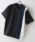 【BLUE STANDARD/ブルースタンダード】ドライリップル 切り替えデザインTシャツ 吸水速乾 ストレッチ イージーケア さらさら快適 カットソー