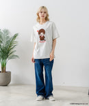【Monchhichi/モンチッチ】【限定オリジナルデザイン】モンチッチ Tシャツ コットン100% ドロップショルダーシルエット プリント サガラ刺繍 半袖 カットソー キャラクター レトロ ユニセックス