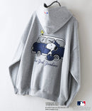 【PEANUTS/ピーナッツ】【ユニセックスデザインでリンクコーデにも◎】MLB×PEANUTS 裏起毛ジップパーカー 保温 キャラクター ドジャース ヤンキース ホワイトソックス