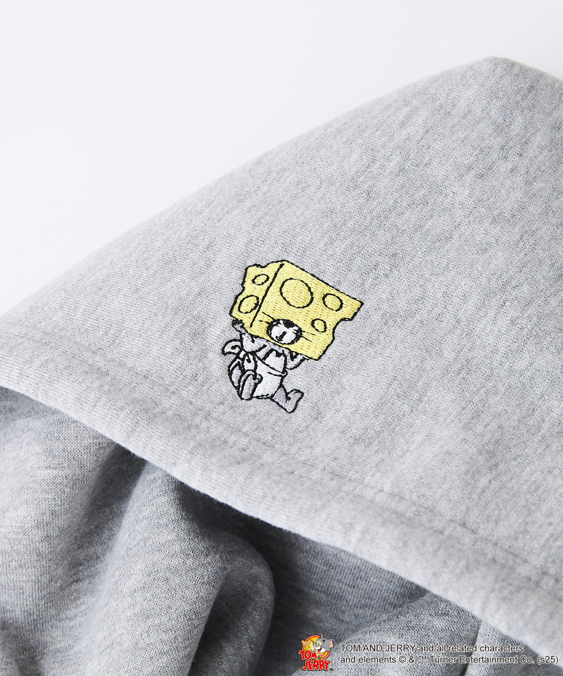 【TOM and JERRY/トムとジェリー】オリジナルデザイン 刺繍 プルオーバーパーカー フーディー ジェリー タフィー サカナ ドロップショルダー ビッグシルエット
