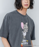 【TOMANDJERRY/トムとジェリー】オリジナルデザイン ジェリー タフィー パウダーブリーチ 加工 Tシャツ ドロップショルダー ビッグシルエット ヴィンテージライク 古着ライク ユニセックス キャラクター