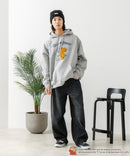 【TOM and JERRY/トムとジェリー】オリジナルデザイン 刺繍 プルオーバーパーカー フーディー ジェリー タフィー サカナ ドロップショルダー ビッグシルエット