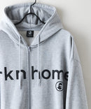 【BRKNHOME/ブロークンホーム】カレッジロゴ プリント フルジップ スウェットパーカー