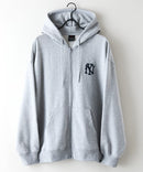 【SAVIER：サビアー】NY ロゴ刺繍 ショート丈 フルジップパーカー 【セットアップ可能】