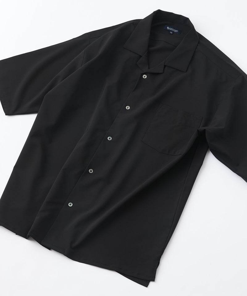 デオドラントドライ 吸水速乾 UVカット ストレッチ無地 ストライプ オープンカラーシャツ 開襟シャツ【BLUE STANDARD/ブルースタンダード】
