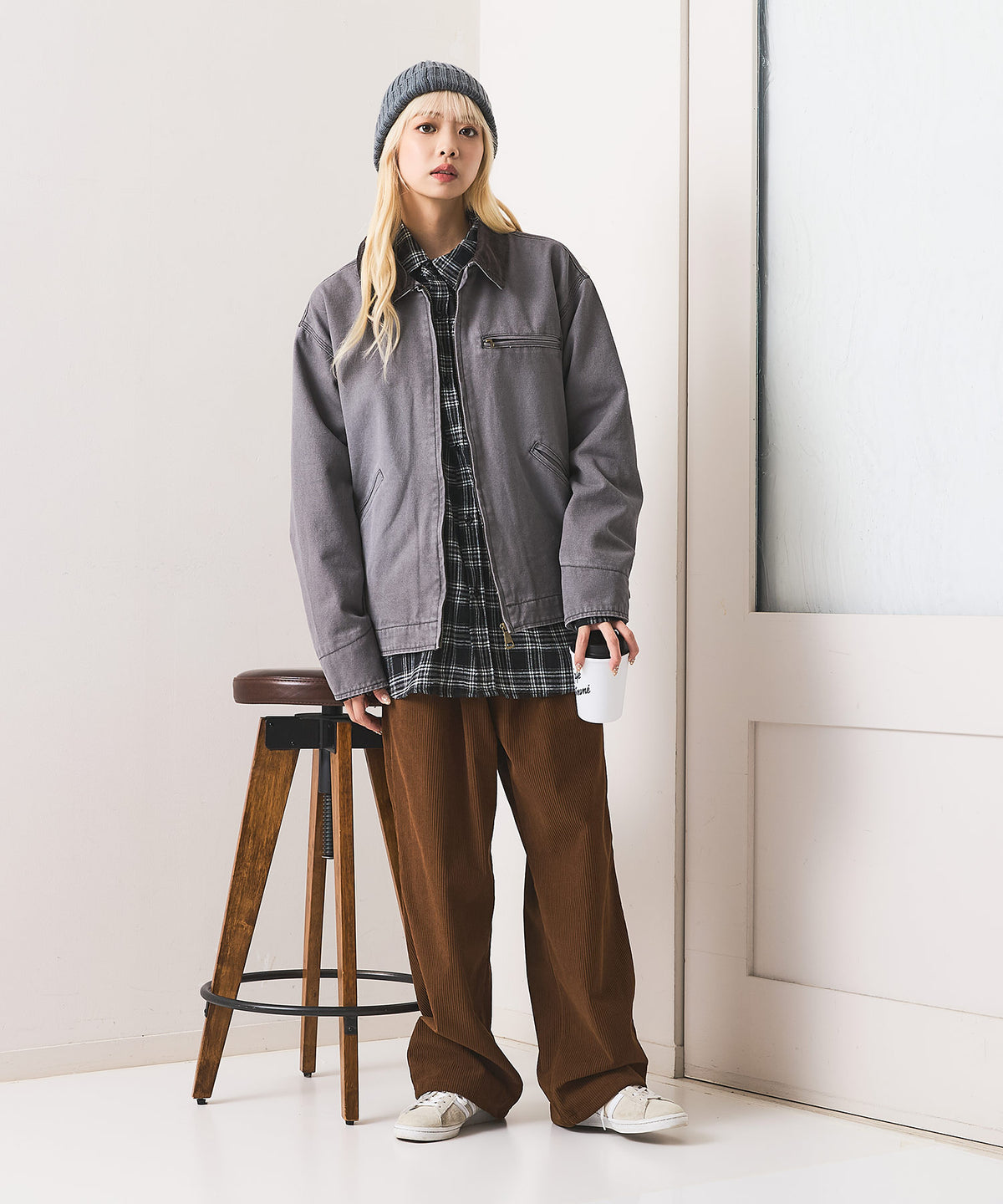ドゥニームコーデュロイジャケットライナー付きLサイズ こげ茶 美品 DENIME OUTDOOR EXCHANGE/アウトドアエクスチェンジ】ダック 襟コーデュロイ