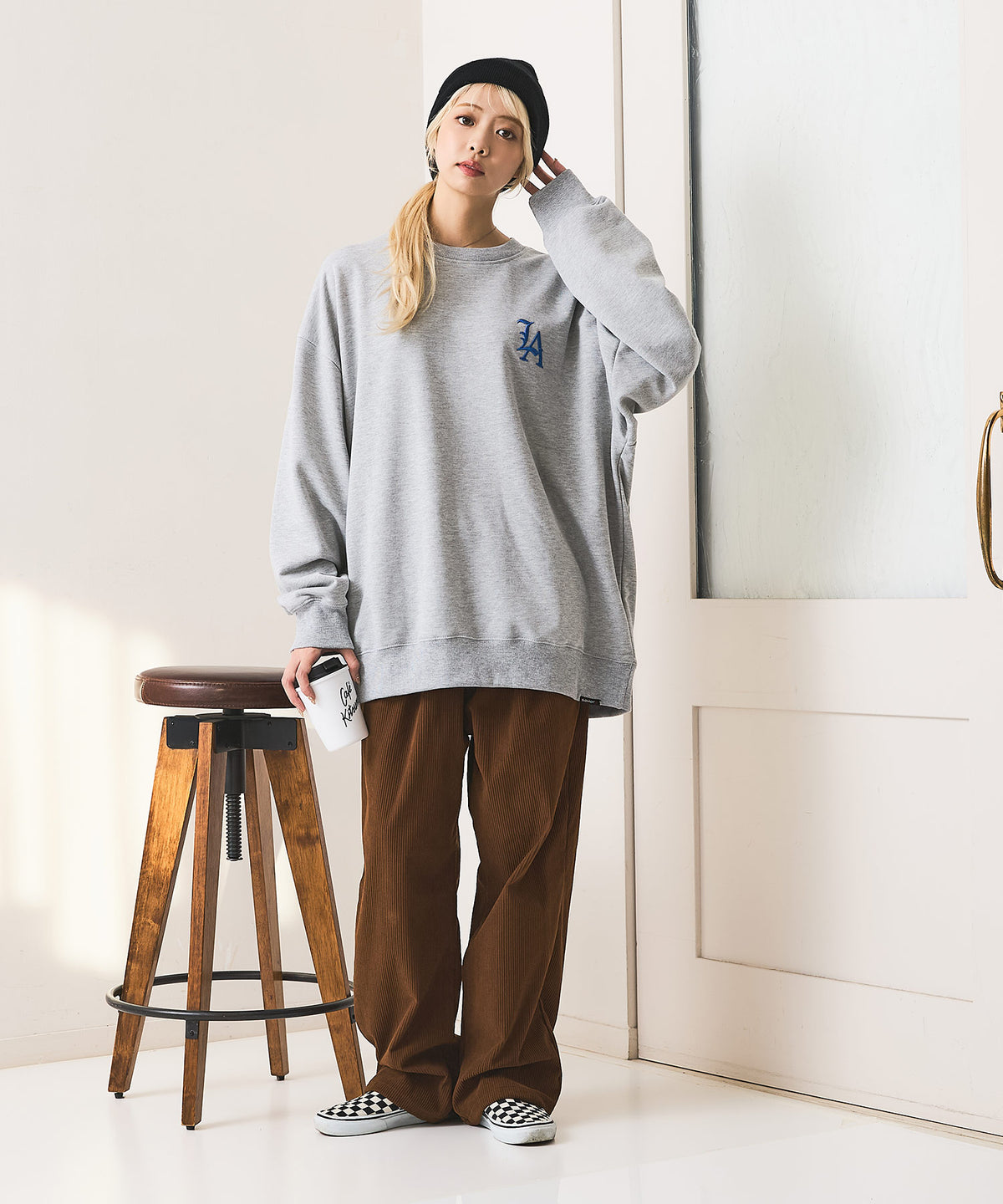 SAVIER：サビアー】LA ロゴ刺繍 ルーズスウェット 【セットアップ可能