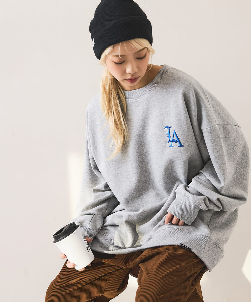 【SAVIER：サビアー】LA ロゴ刺繍 ルーズスウェット 【セットアップ可能】/ LA Logo