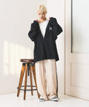 【SAVIER：サビアー】LA ロゴ刺繍 ショート丈 フルジップパーカー 【セットアップ可能】