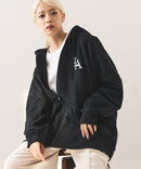 【SAVIER：サビアー】LA ロゴ刺繍 ショート丈 フルジップパーカー 【セットアップ可能】