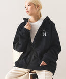 【SAVIER：サビアー】LA ロゴ刺繍 ショート丈 フルジップパーカー 【セットアップ可能】