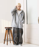 【SAVIER：サビアー】LA ロゴ刺繍 ショート丈 フルジップパーカー 【セットアップ可能】