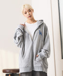 【SAVIER：サビアー】LA ロゴ刺繍 ショート丈 フルジップパーカー 【セットアップ可能】