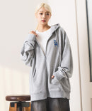 【SAVIER：サビアー】LA ロゴ刺繍 ショート丈 フルジップパーカー 【セットアップ可能】