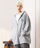 【SAVIER：サビアー】LA ロゴ刺繍 ショート丈 フルジップパーカー 【セットアップ可能】