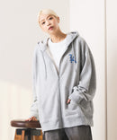 【SAVIER：サビアー】LA ロゴ刺繍 ショート丈 フルジップパーカー 【セットアップ可能】