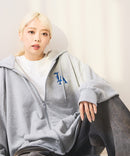 【SAVIER：サビアー】LA ロゴ刺繍 ショート丈 フルジップパーカー 【セットアップ可能】