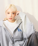 【SAVIER：サビアー】LA ロゴ刺繍 ショート丈 フルジップパーカー 【セットアップ可能】