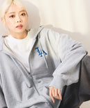 【SAVIER：サビアー】LA ロゴ刺繍 ショート丈 フルジップパーカー 【セットアップ可能】