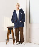 【SAVIER：サビアー】LA ロゴ刺繍 ショート丈 フルジップパーカー 【セットアップ可能】