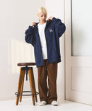 【SAVIER：サビアー】LA ロゴ刺繍 ショート丈 フルジップパーカー 【セットアップ可能】