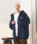 【SAVIER：サビアー】LA ロゴ刺繍 ショート丈 フルジップパーカー 【セットアップ可能】