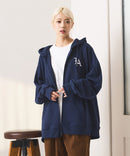 【SAVIER：サビアー】LA ロゴ刺繍 ショート丈 フルジップパーカー 【セットアップ可能】