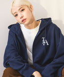 【SAVIER：サビアー】LA ロゴ刺繍 ショート丈 フルジップパーカー 【セットアップ可能】